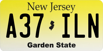 NJ license plate A37ILN