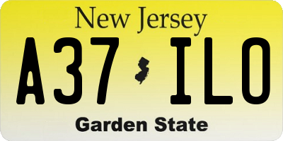 NJ license plate A37ILO