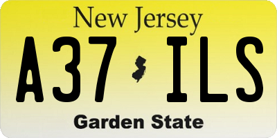 NJ license plate A37ILS