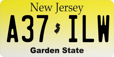 NJ license plate A37ILW