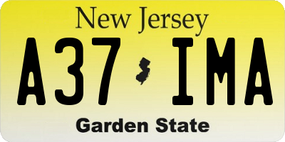 NJ license plate A37IMA