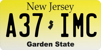 NJ license plate A37IMC