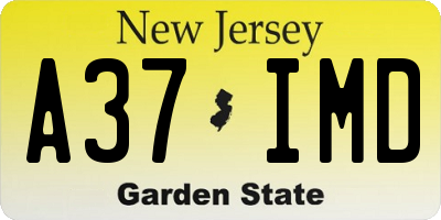 NJ license plate A37IMD