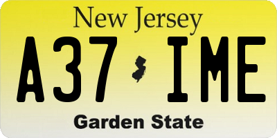 NJ license plate A37IME