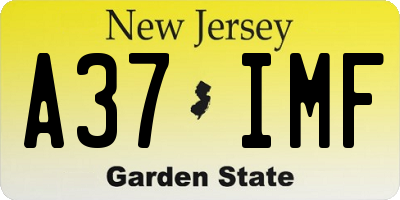 NJ license plate A37IMF
