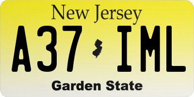 NJ license plate A37IML