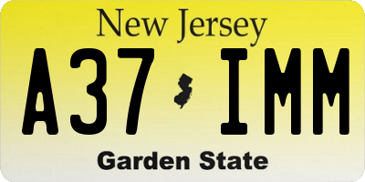 NJ license plate A37IMM