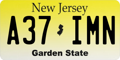 NJ license plate A37IMN