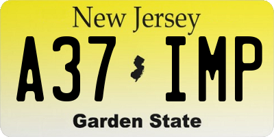 NJ license plate A37IMP
