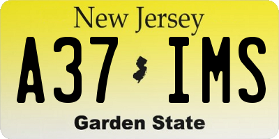NJ license plate A37IMS