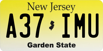 NJ license plate A37IMU
