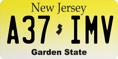 NJ license plate A37IMV