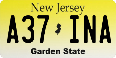 NJ license plate A37INA