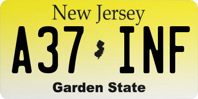 NJ license plate A37INF