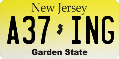NJ license plate A37ING