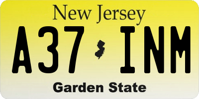 NJ license plate A37INM