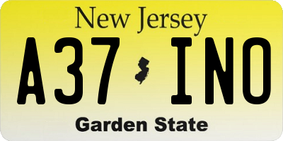 NJ license plate A37INO
