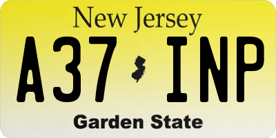 NJ license plate A37INP