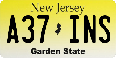 NJ license plate A37INS