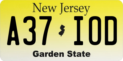 NJ license plate A37IOD