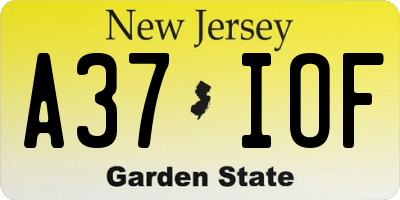 NJ license plate A37IOF