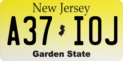 NJ license plate A37IOJ