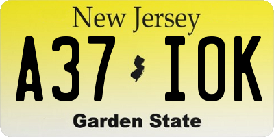 NJ license plate A37IOK