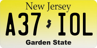 NJ license plate A37IOL