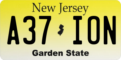 NJ license plate A37ION