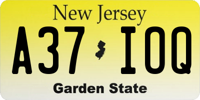 NJ license plate A37IOQ
