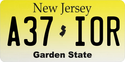 NJ license plate A37IOR