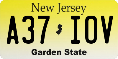 NJ license plate A37IOV
