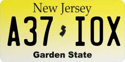 NJ license plate A37IOX