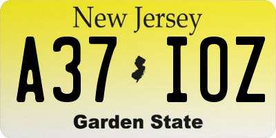NJ license plate A37IOZ