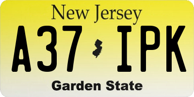 NJ license plate A37IPK