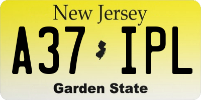 NJ license plate A37IPL