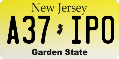 NJ license plate A37IPO