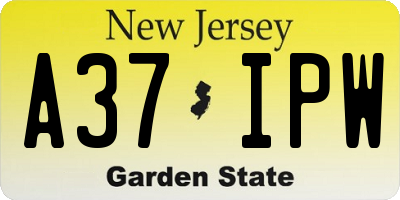 NJ license plate A37IPW