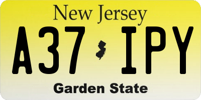 NJ license plate A37IPY