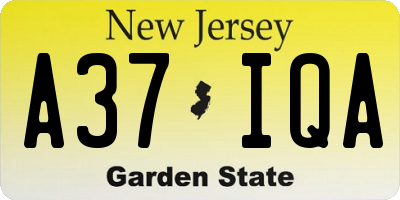 NJ license plate A37IQA