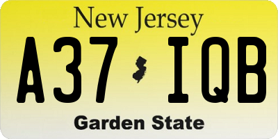 NJ license plate A37IQB