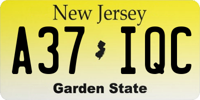 NJ license plate A37IQC
