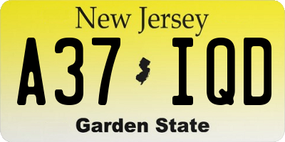 NJ license plate A37IQD