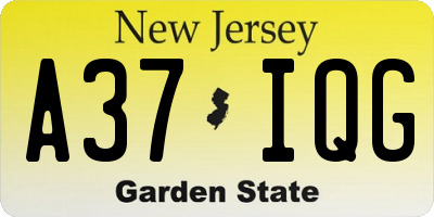 NJ license plate A37IQG