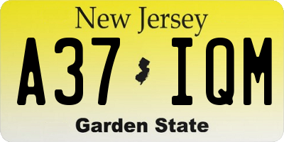 NJ license plate A37IQM