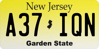 NJ license plate A37IQN