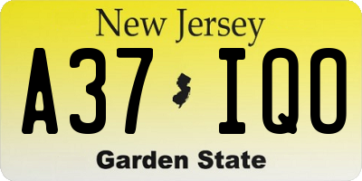 NJ license plate A37IQO