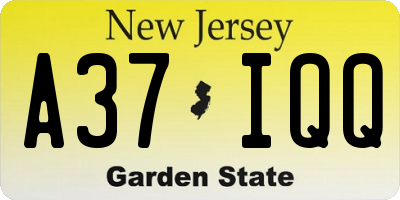 NJ license plate A37IQQ