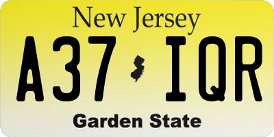 NJ license plate A37IQR