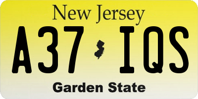 NJ license plate A37IQS